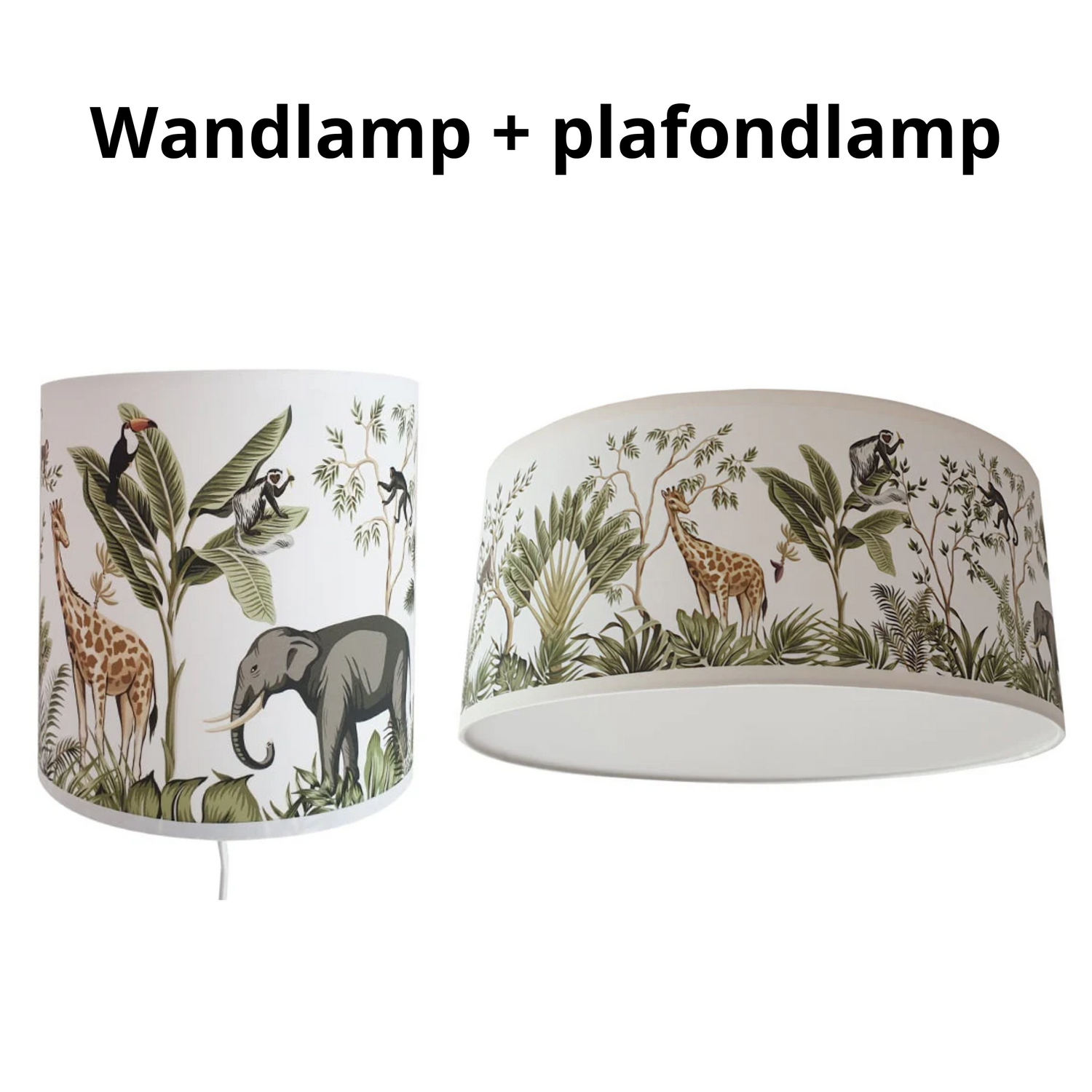 Lampen set jungle kinderkamer - jungle dieren giraffe en olifant