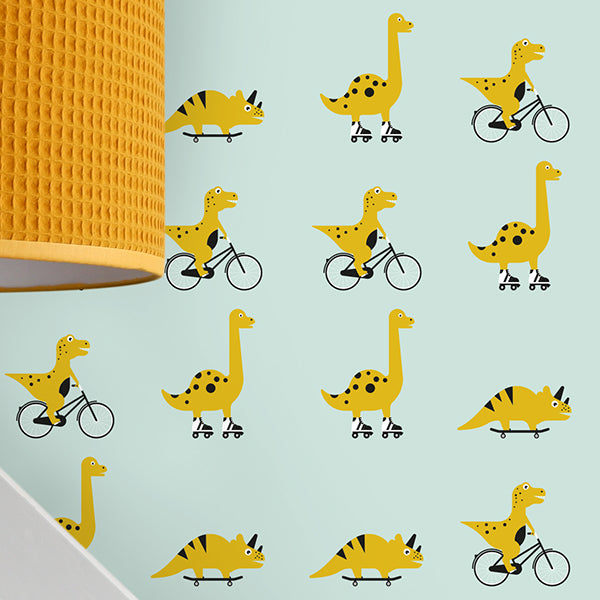 Behangrol Dino dieren kinderkamer in old green