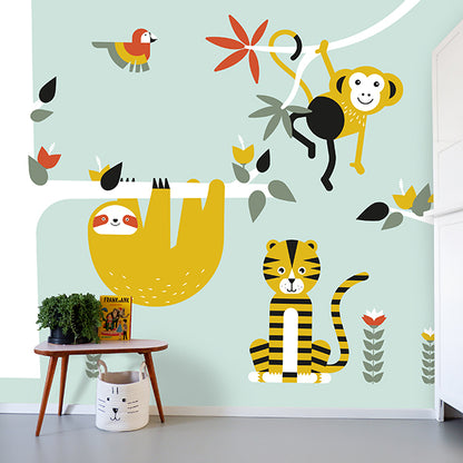 Behang Jungle kinderkamer 3 maten in old green