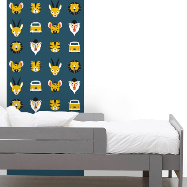 Behangrol Safari dieren kinderkamer donker blauw