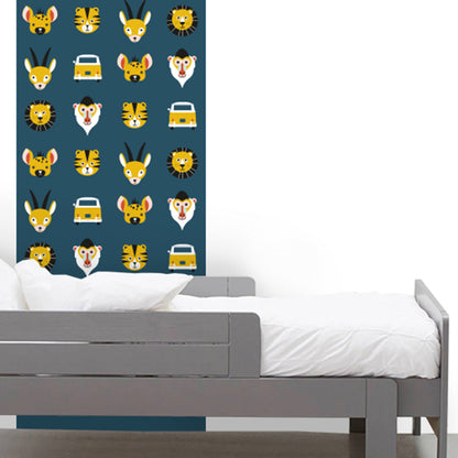 Behangrol Safari dieren kinderkamer donker blauw