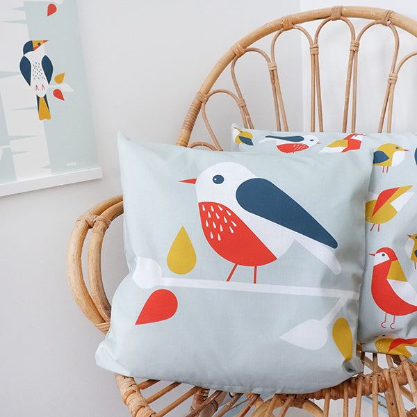 Kussen kinderkamer Vogel - mint (inclusief binnenkussen)