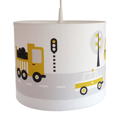 Babykamer aankleding en decoratie set - Voertuigen okergeel (met hang- of plafondlamp)