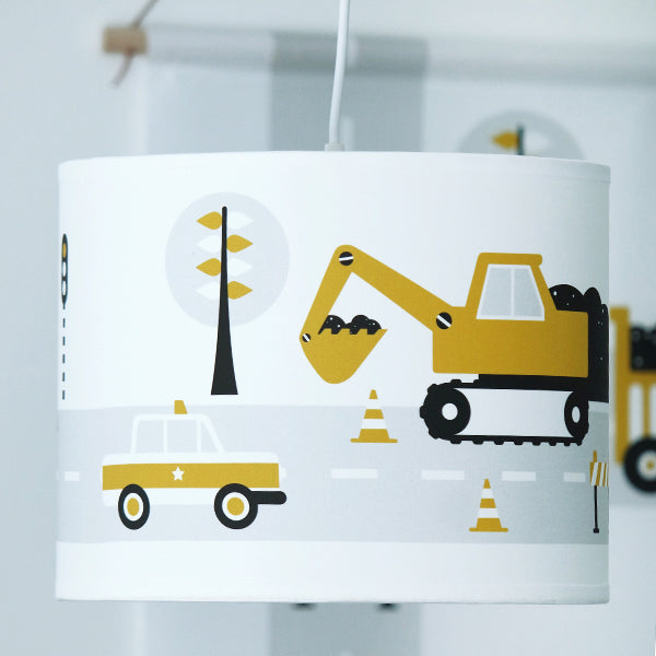 Babykamer aankleding en decoratie set - Voertuigen okergeel (met hang- of plafondlamp)