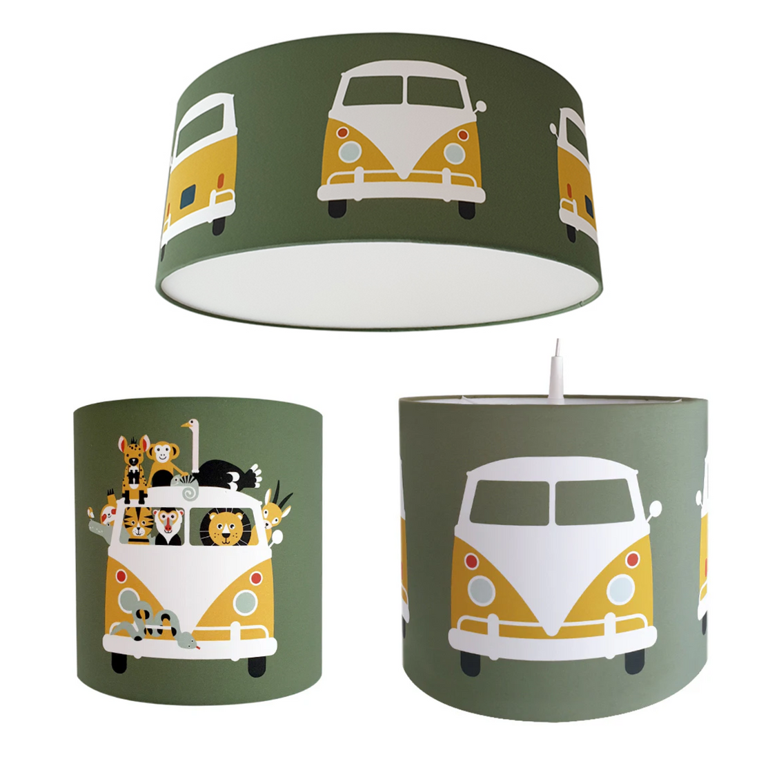 Lampen set safari VW bus - olijfgroen