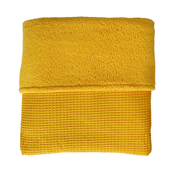 Ledikantdeken Wafelstof oker geel - Teddystof oker geel SALE