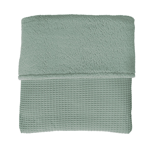 Ledikantdeken Wafelstof old green - Teddystof old green SALE