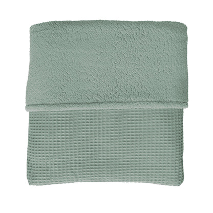 Ledikantdeken Wafelstof old green - Teddystof old green SALE