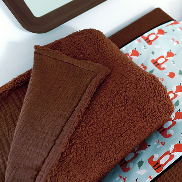 Ledikantdeken Hydrofiel donker bruin - Teddystof donker bruin SALE