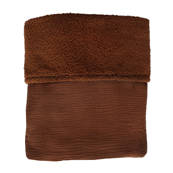 Ledikantdeken Hydrofiel donker bruin - Teddystof donker bruin SALE