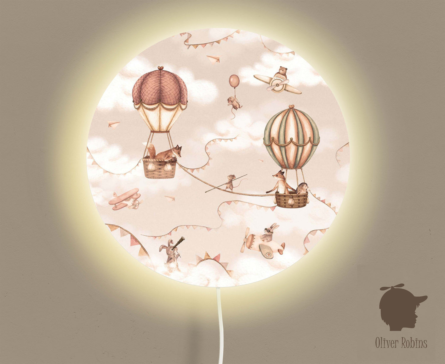 Wandlamp rond Aviation Adventure kinderkamer - Oliver Robins