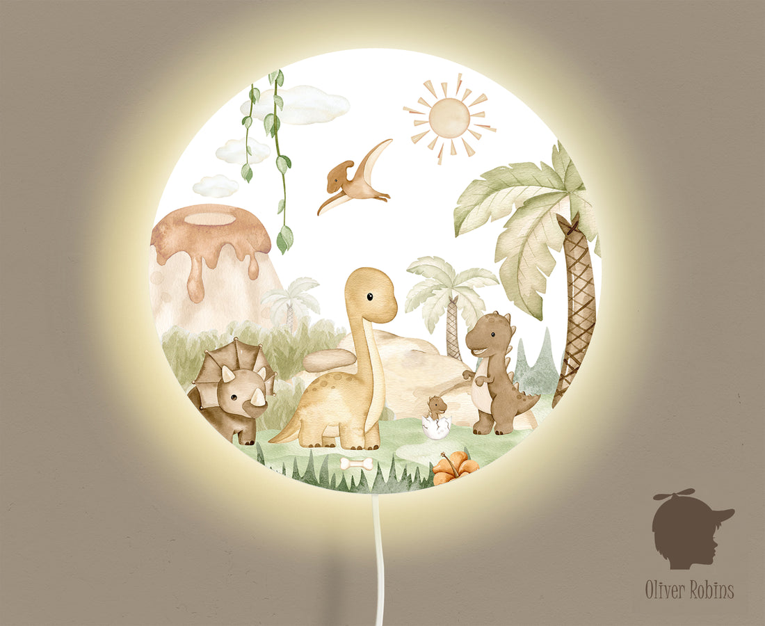 Wandlamp rond Dino kinderkamer - Oliver Robins