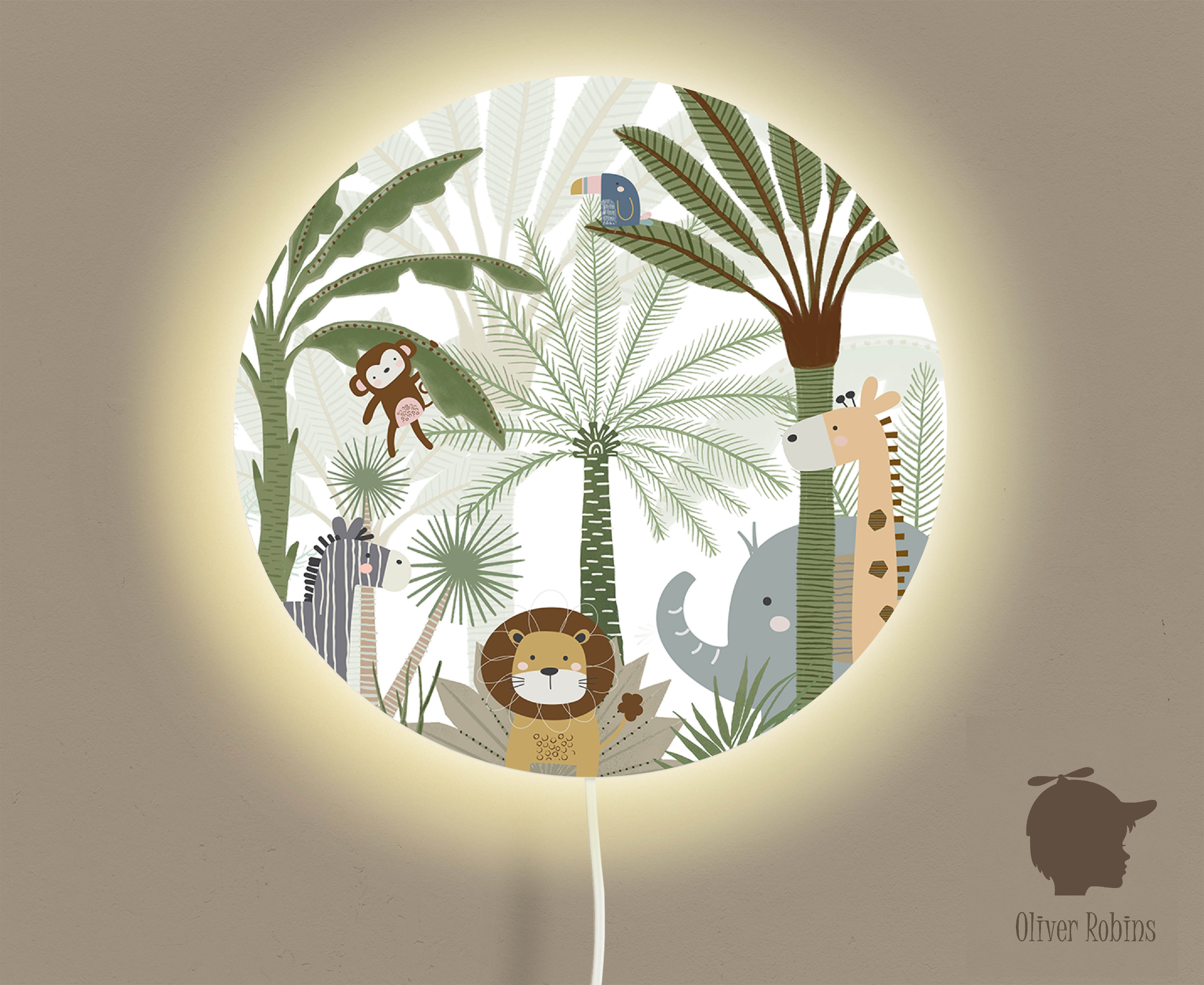 Wandlamp rond Jungle Joy kinderkamer - Oliver Robins
