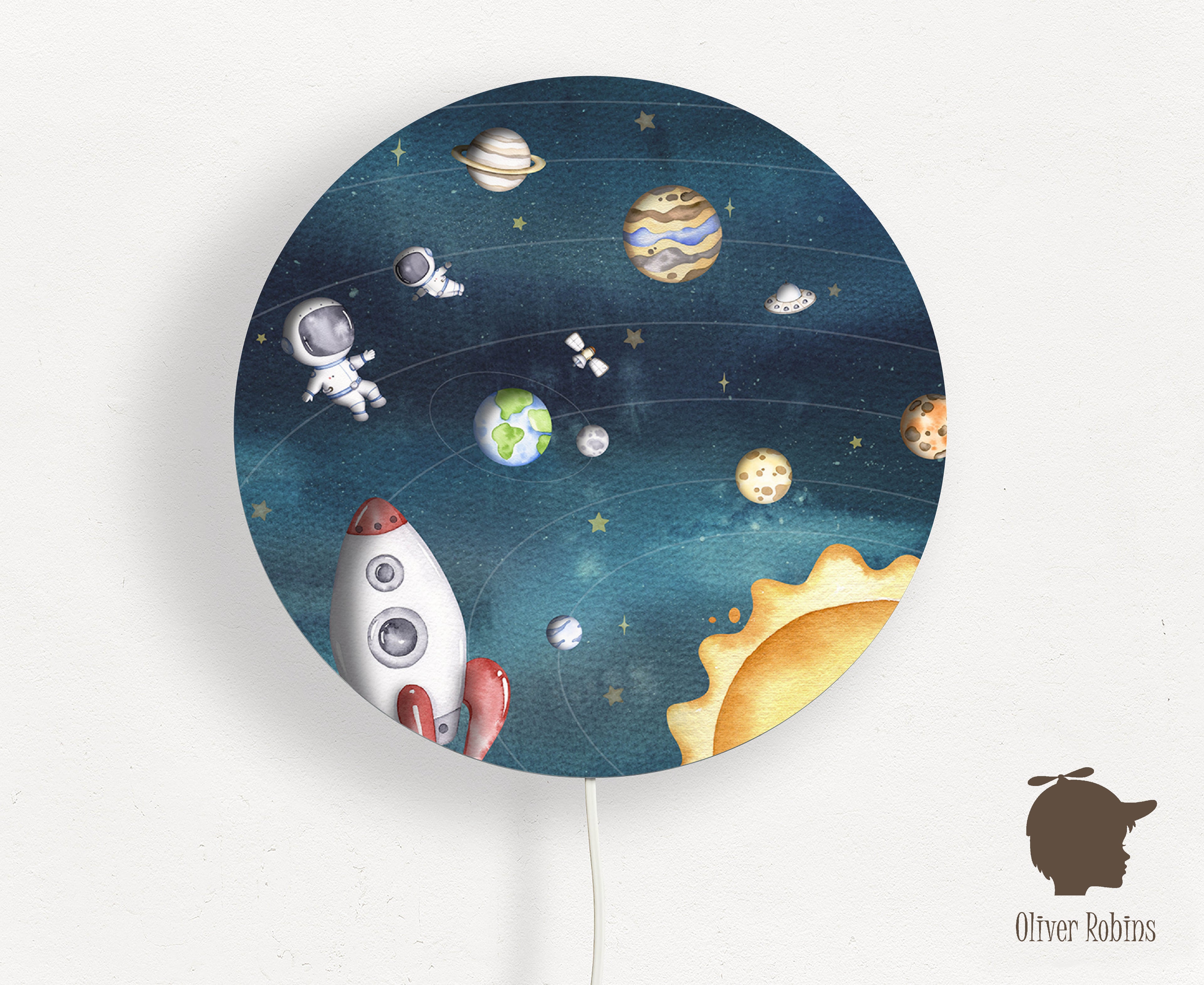 Wandlamp rond Space Joy kinderkamer - Oliver Robins