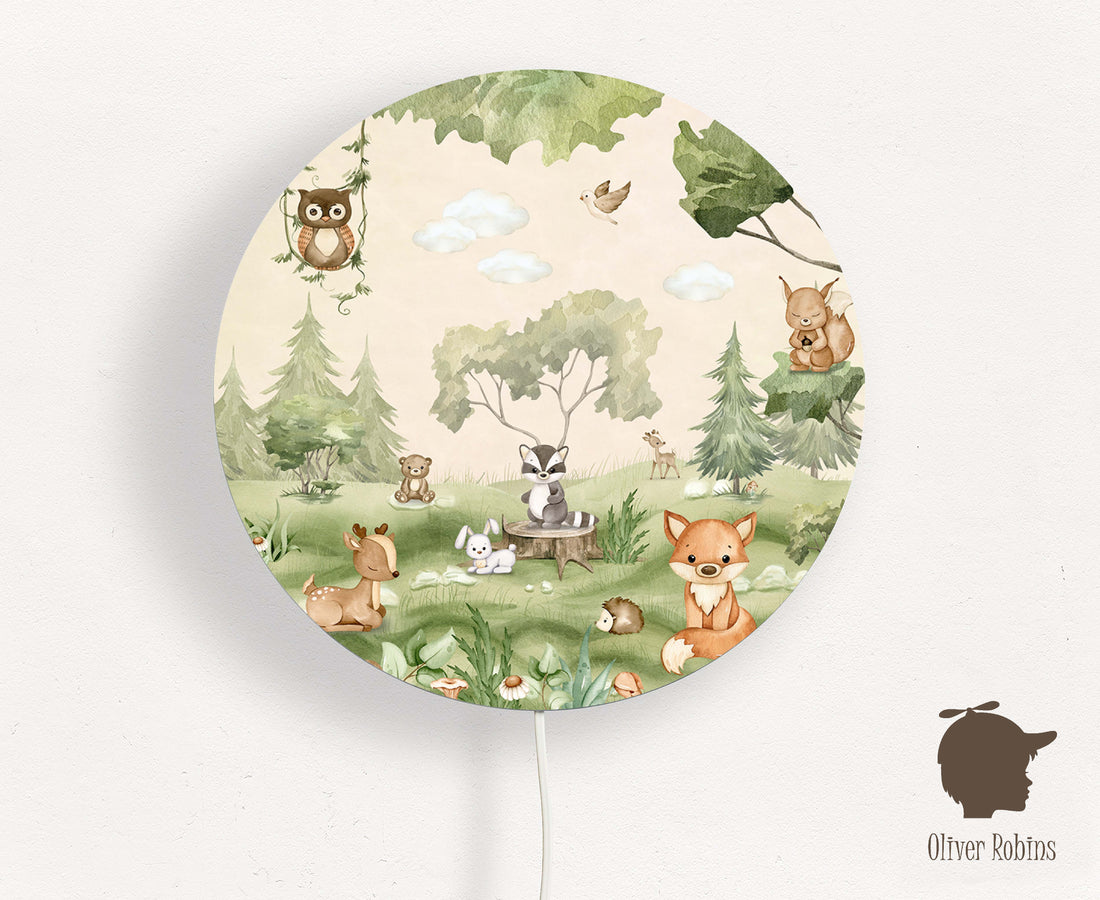 Wandlamp rond Woodland Joy kinderkamer - Oliver Robins