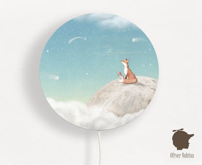 Wandlamp rond Fox on the Moon groen kinderkamer - Oliver Robins