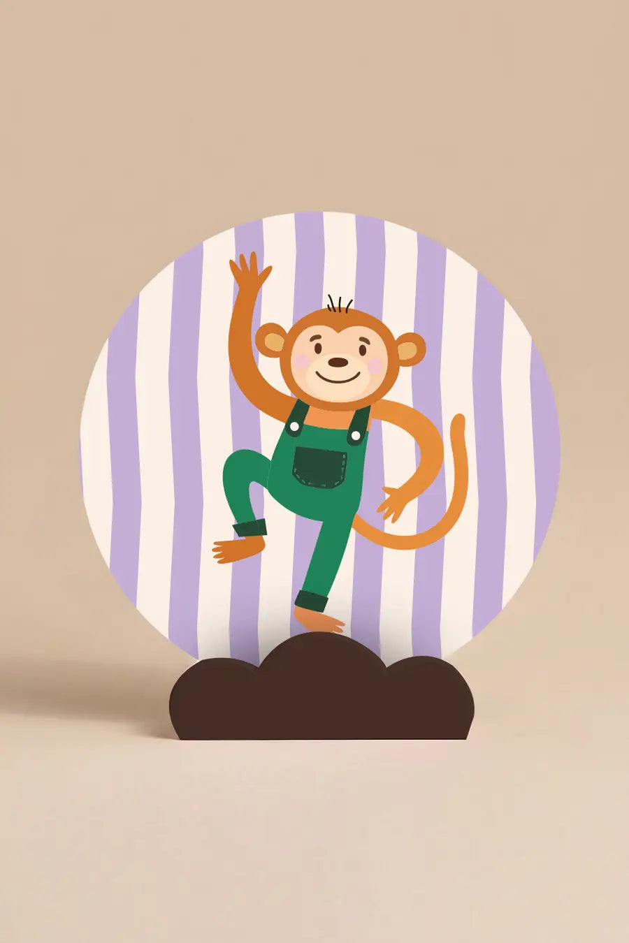 Decoratie Aapje Soy voor kinderkamer - muurcirkel in houder