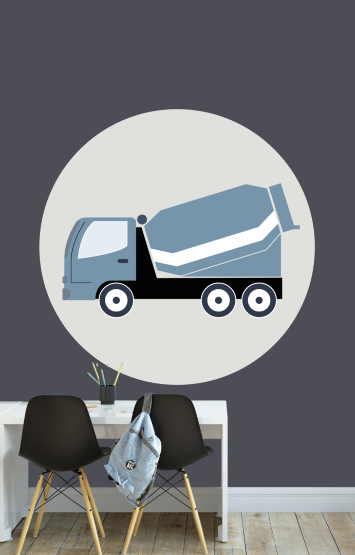 Muursticker kinderkamer - cementwagen jeans blauw