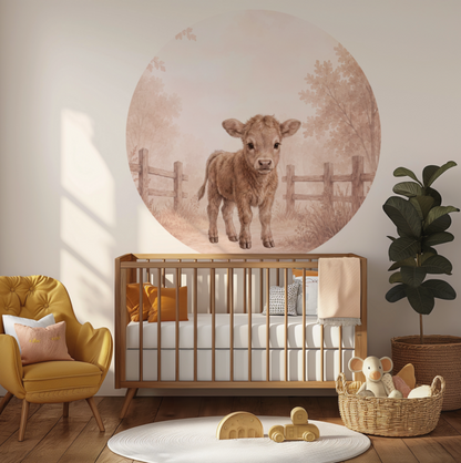 Muurcirkel Kalfje Little Meadow voor de kinderkamer of babykamer