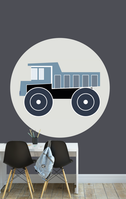 Muursticker kinderkamer - kiepwagen jeans blauw