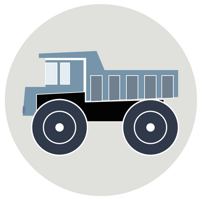 Muursticker kinderkamer - kiepwagen jeans blauw