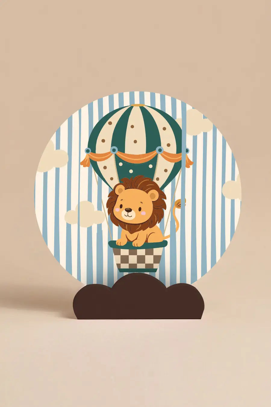 Decoratie Leeuw Lola voor kinderkamer - muurcirkel in houder