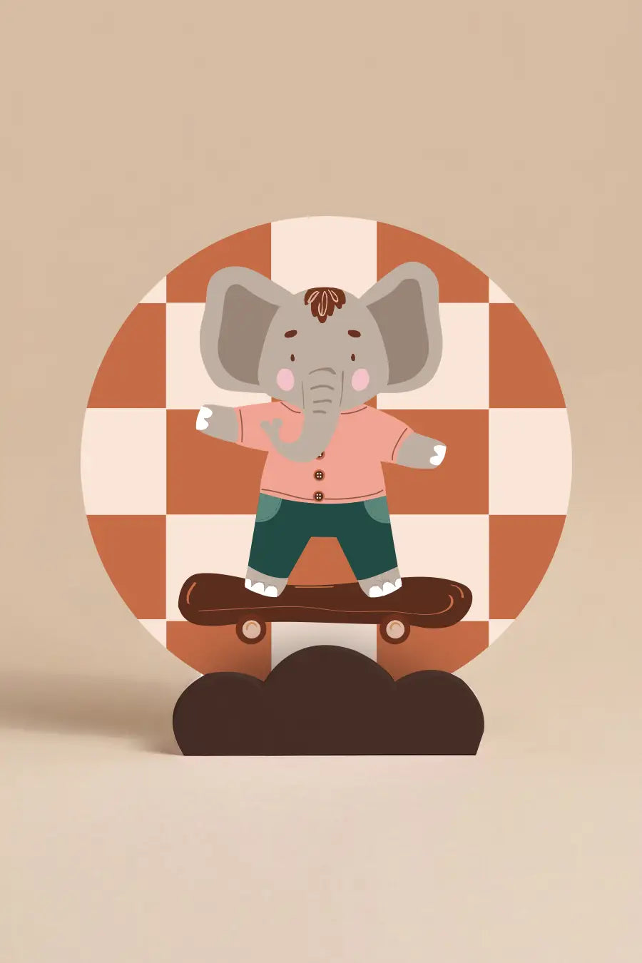 Decoratie Olifant Ollie voor kinderkamer - muurcirkel in houder