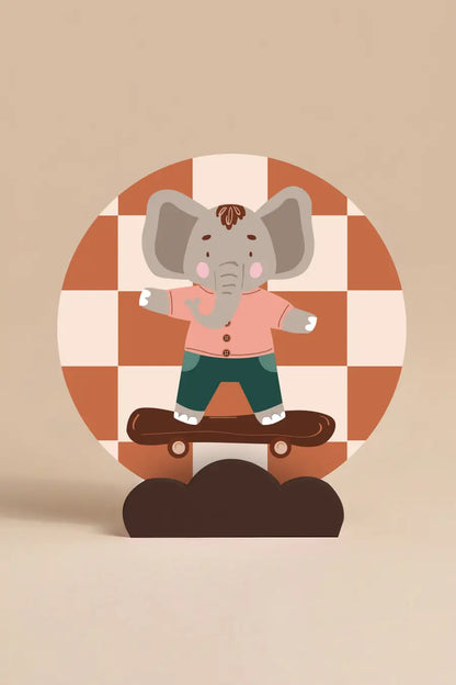 Decoratie Olifant Ollie voor kinderkamer - muurcirkel in houder