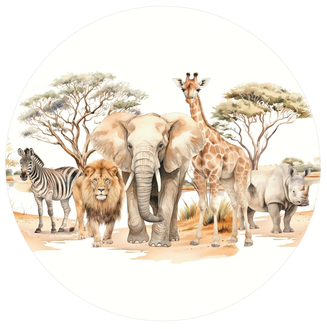 Muurcirkel Safari dieren voor jungle kinderkamer