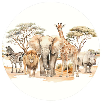 Muurcirkel Safari dieren voor jungle kinderkamer
