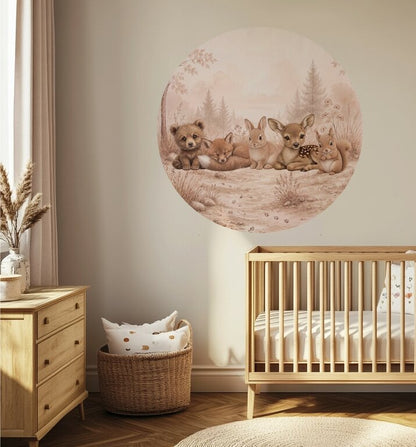 Muurcirkel Bosdieren Woodland voor de kinderkamer of babykamer