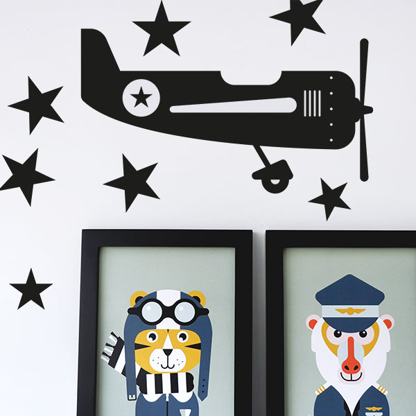 Muursticker Vliegtuig