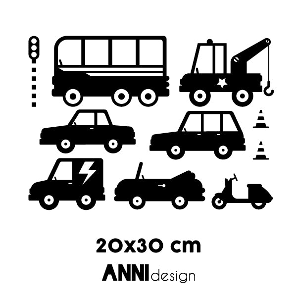 Muurstickers Voertuigen Onderweg - zwart