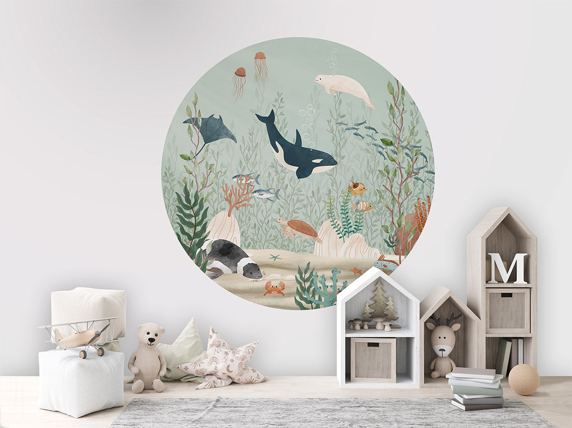 Muursticker Kelp Forest 100cm rond - Kikki Belle