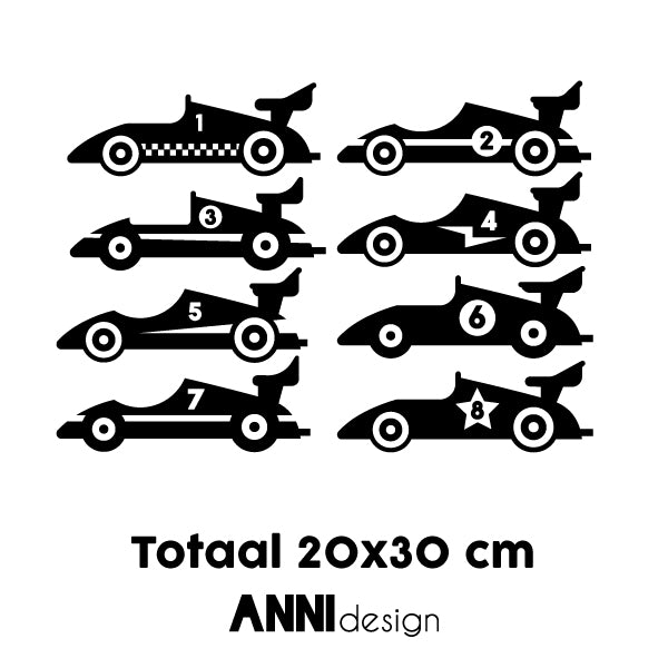 Muurstickers Raceauto Formule 1 - zwart