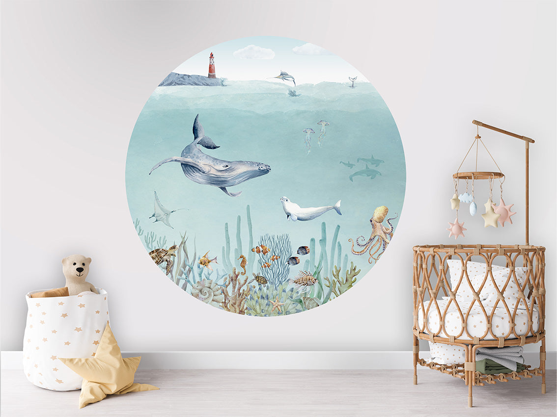 Muursticker Secret Sealife 100cm rond - Kikki Belle