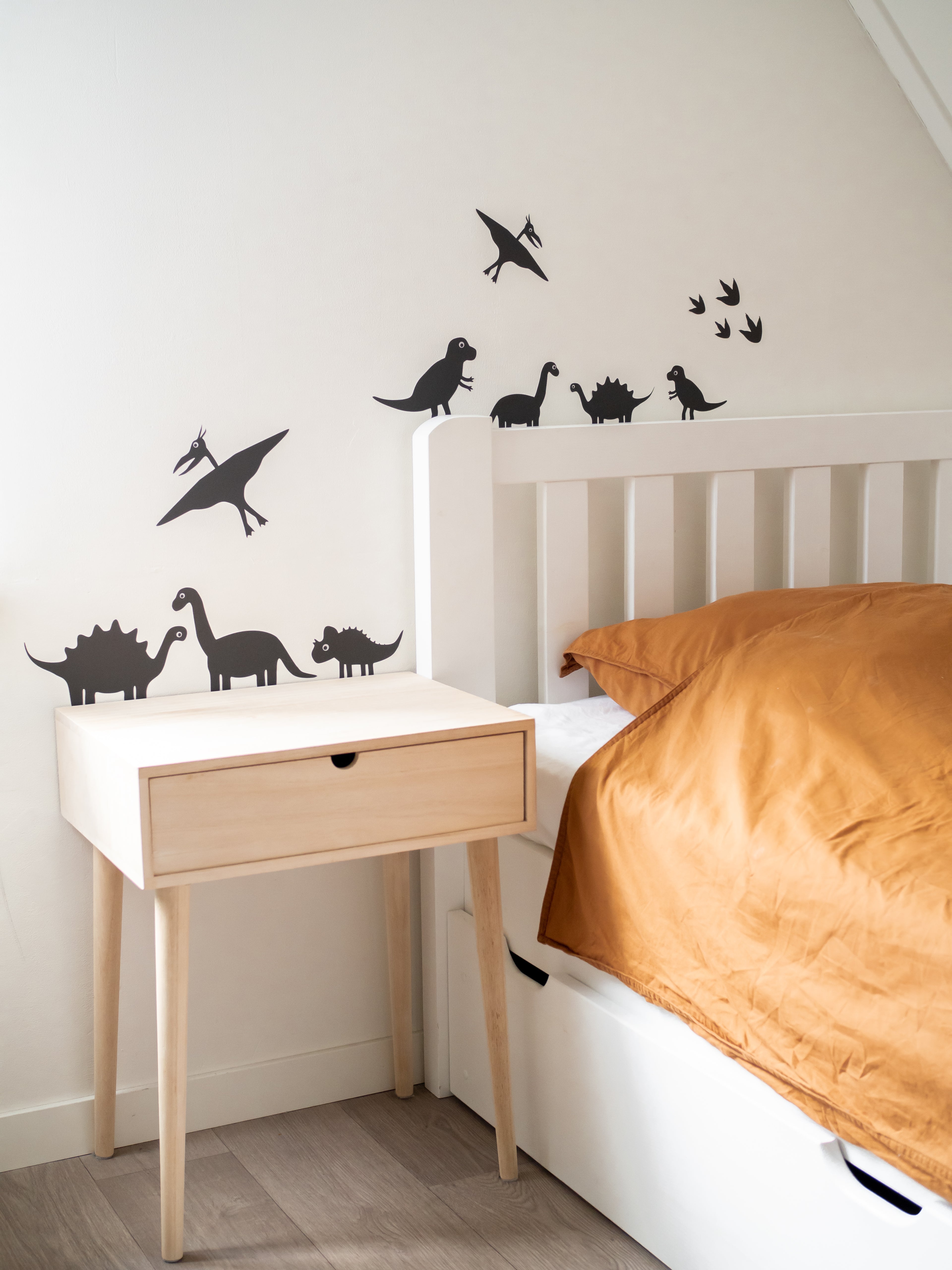 Muursticker set dino kamer kinderkamer - zwart