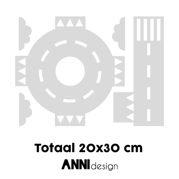 Muurstickers Wegdelen Rotonde - grijs