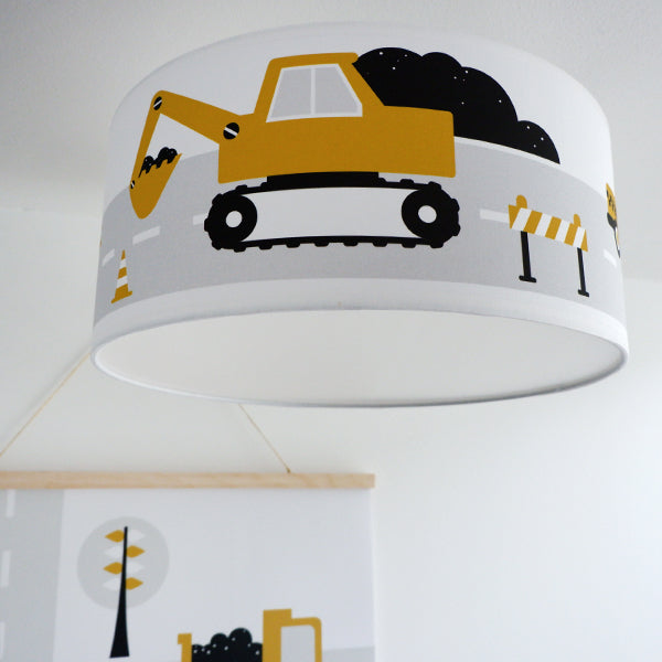 Babykamer aankleding en decoratie set - Voertuigen okergeel (met hang- of plafondlamp)