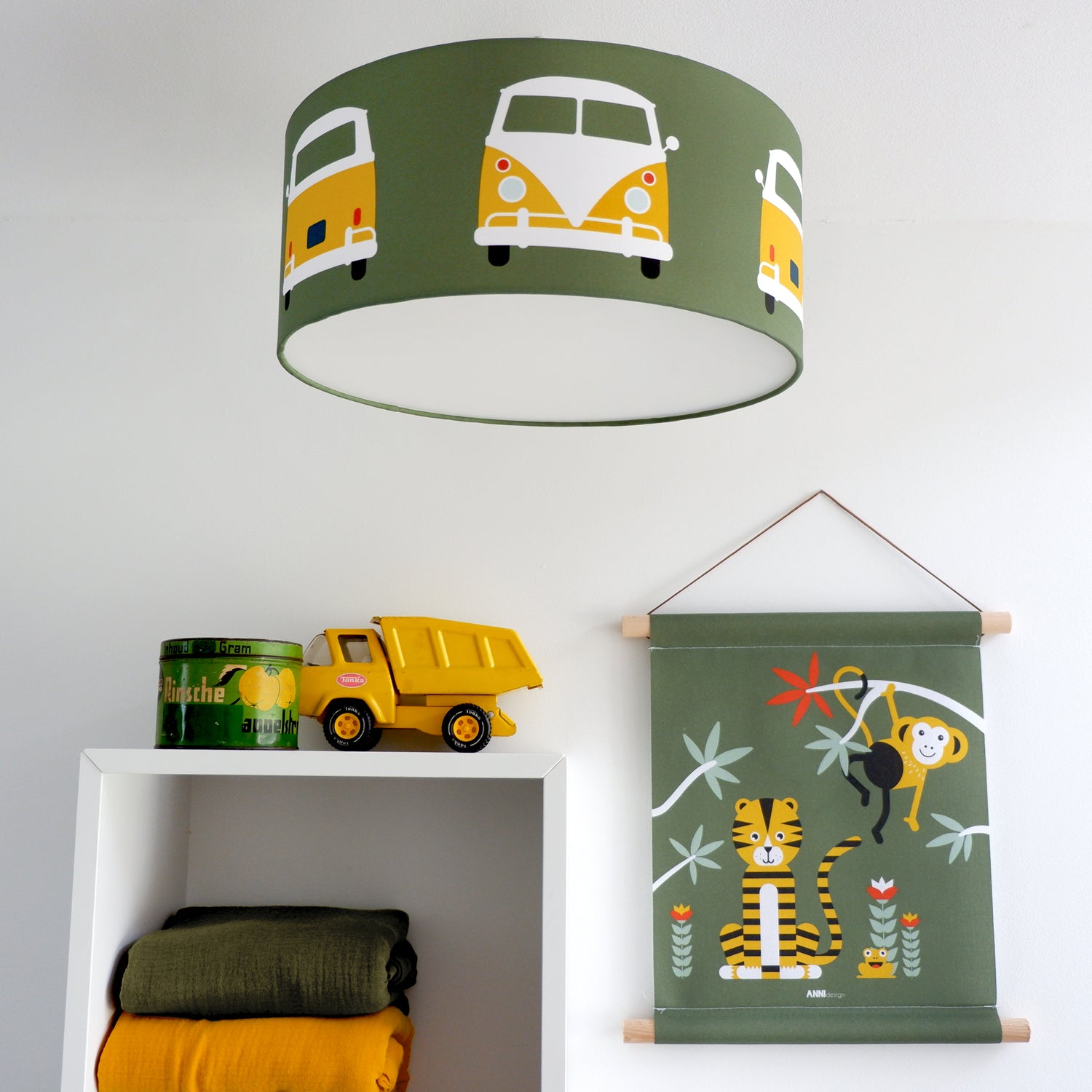 Lampen set safari VW bus  - olijfgroen