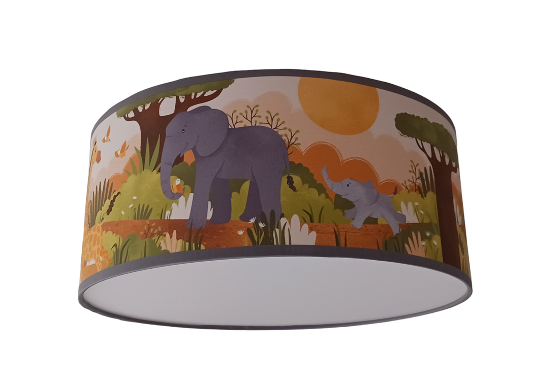 Plafondlamp jungle kinderkamer giraf, zebra en olifanten