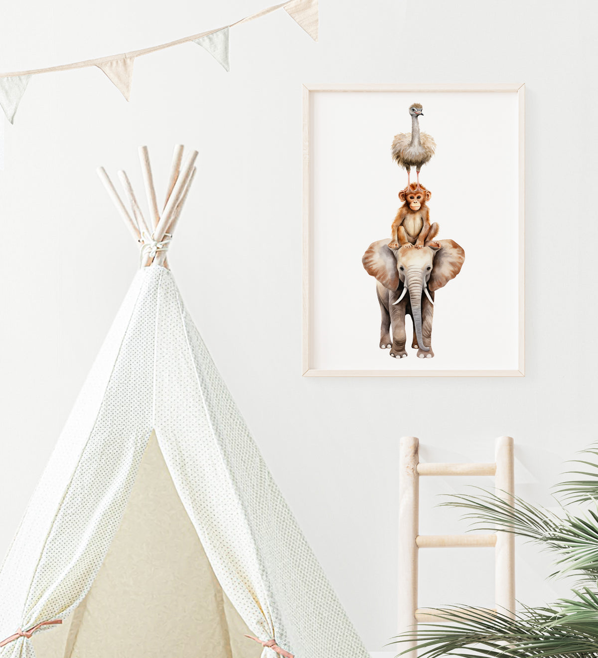 Poster Safari dieren op stapel - kinderkamer