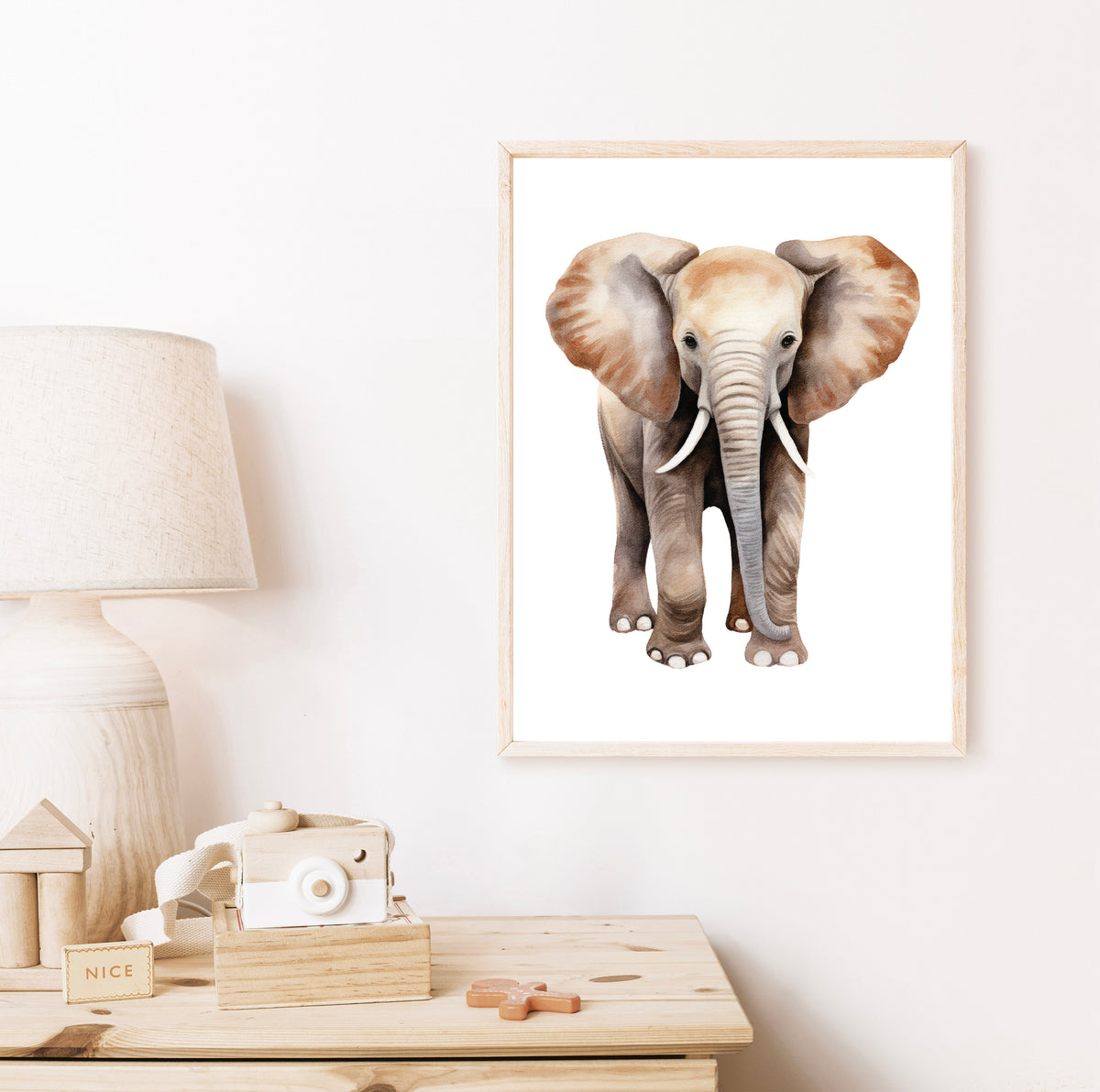 Poster Olifant Safari dieren - kinderkamer