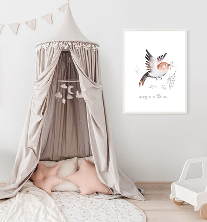 Poster bosdieren babykamer kinderkamer - vogel