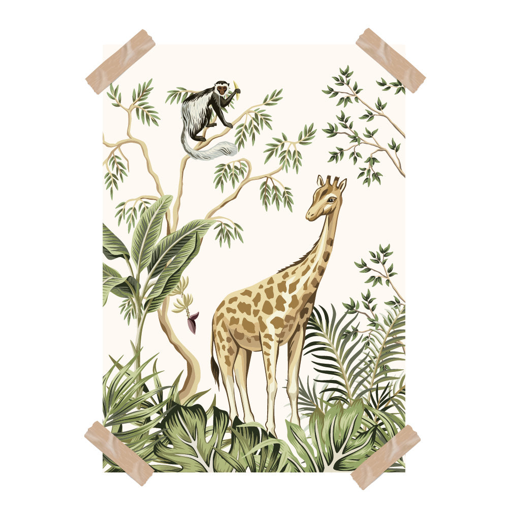 Posters jungle kinderkamer babykamer - giraffe 