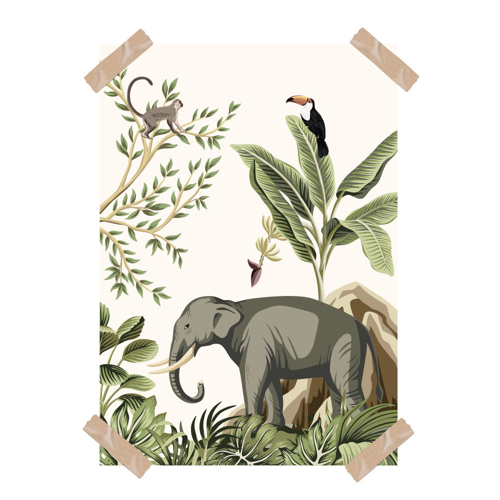 Posters jungle kinderkamer babykamer - olifant