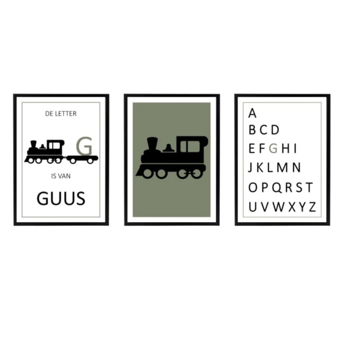 Naam posterset trein + alfabet (diverse kleuren)