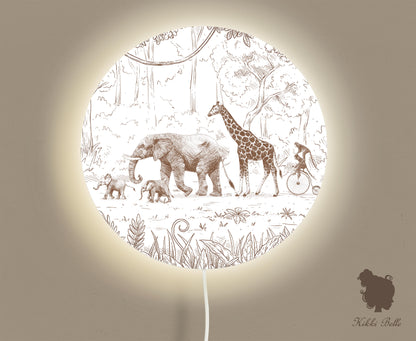 Wandlamp rond Animal Parade beige kinderkamer - Kiki Belle