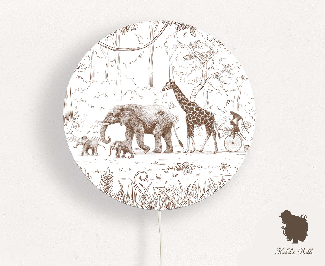 Wandlamp rond Animal Parade beige kinderkamer - Kiki Belle