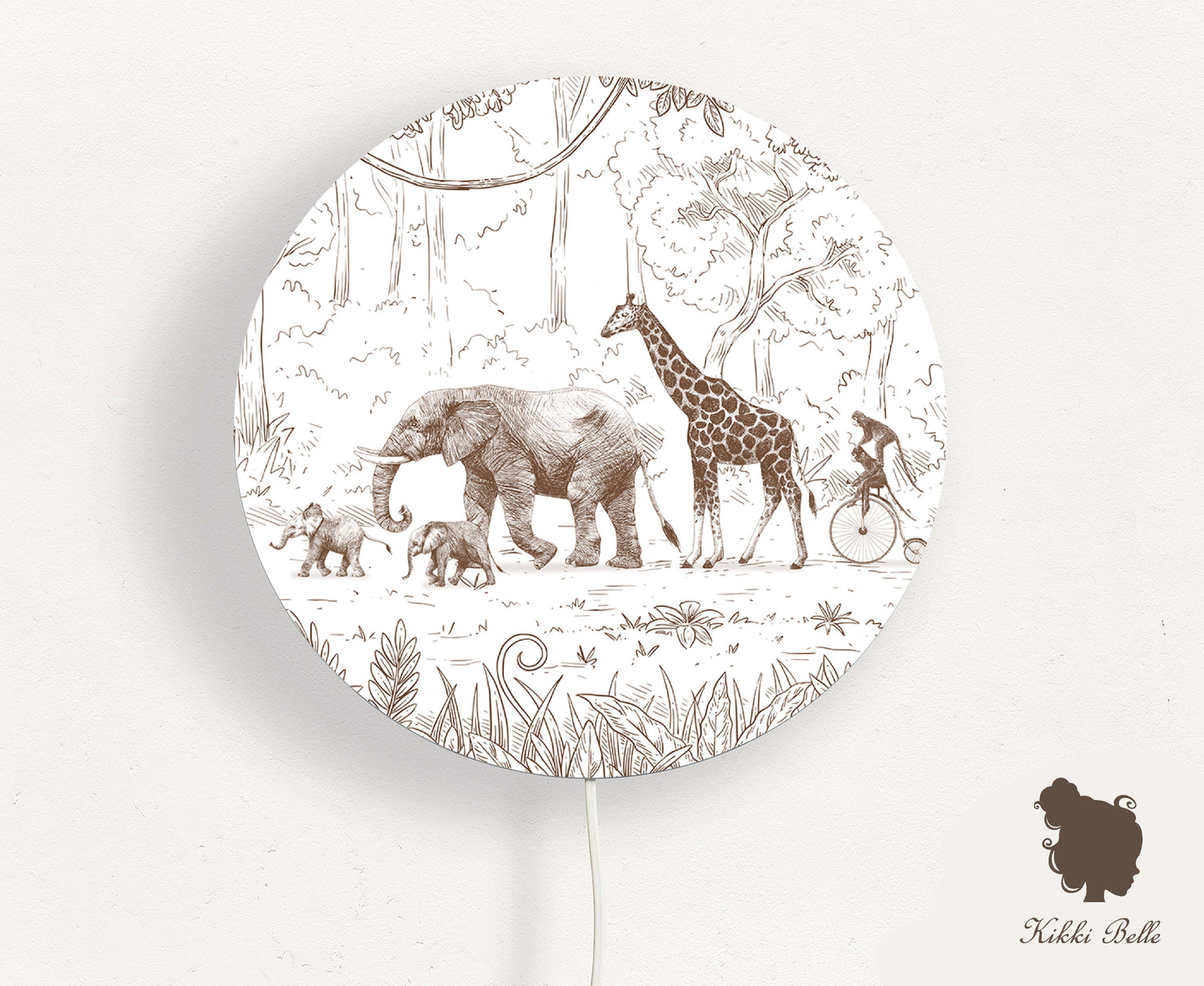 Wandlamp rond Animal Parade beige kinderkamer - Kiki Belle